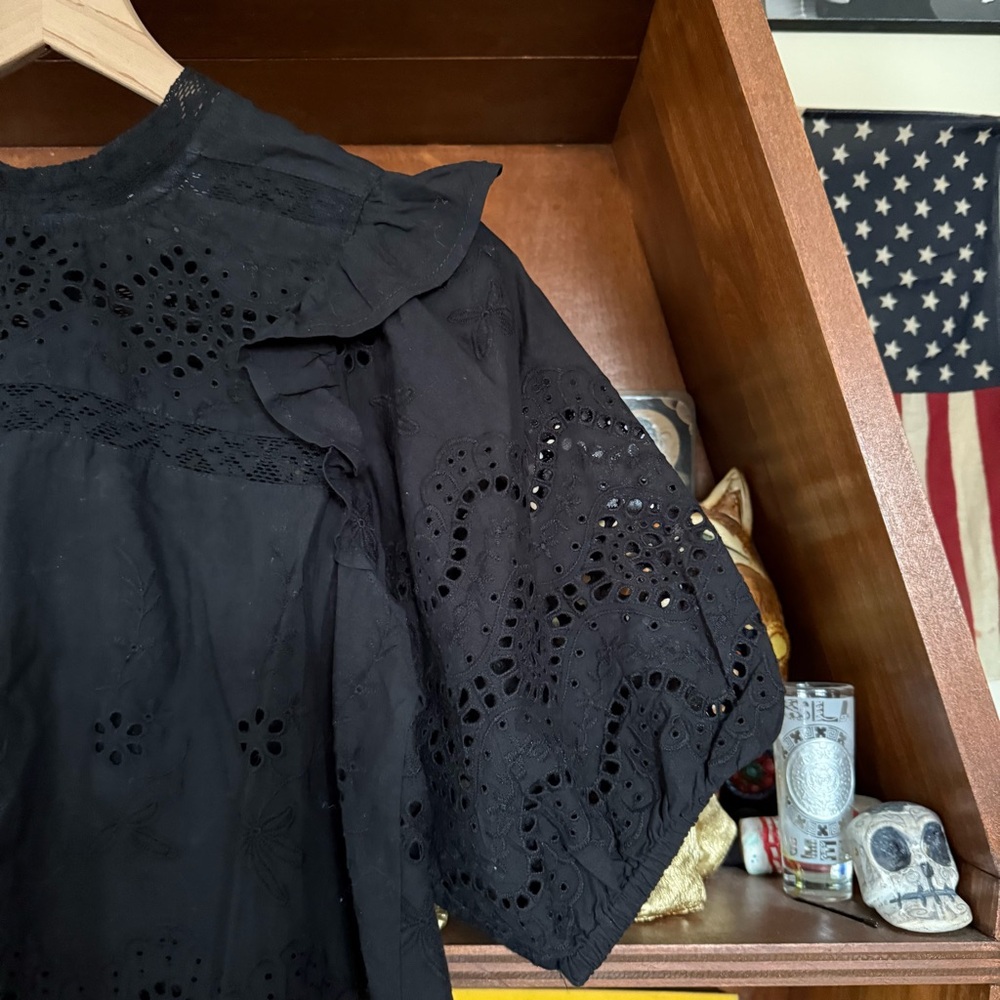 Jennifer & Grace - Black Eyelet Blouse - Women’s Small